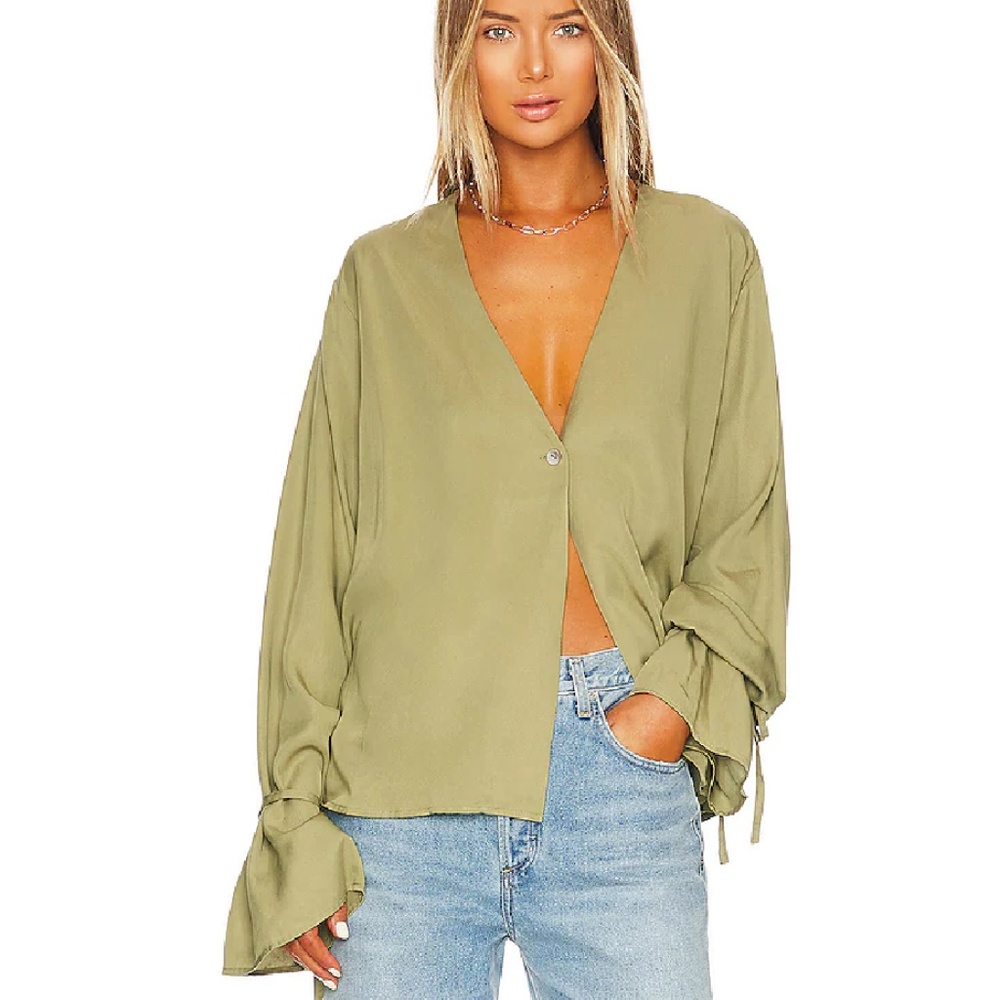 COPY - L'Academie- REVOLVE- Tie Sleeve Blouse